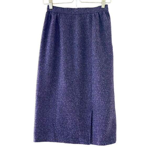 Vintage Madison de Liliana Paris Purple Wool Tweed Pencil Skirt XS - Picture 3 of 8
